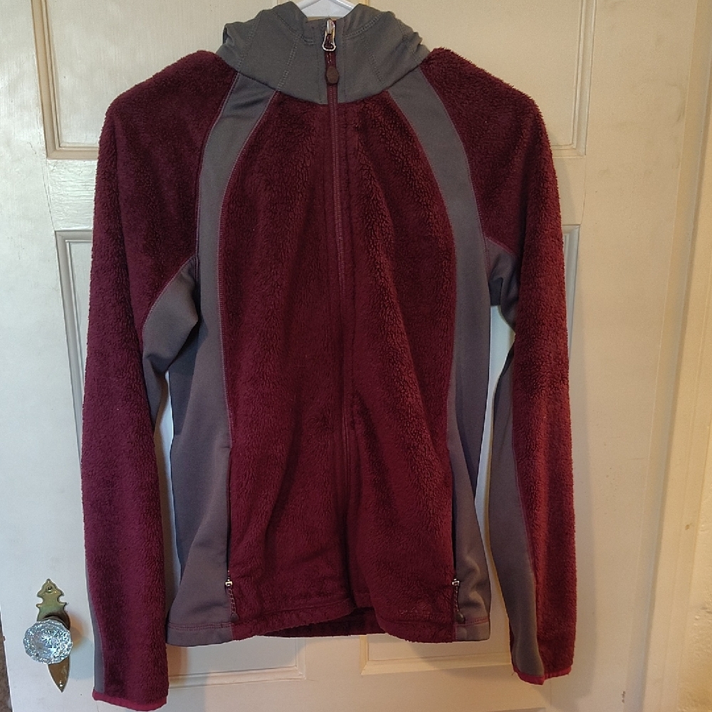 Eddie Bauer Maroon and Charcoal Sherpa Fleece Jacket